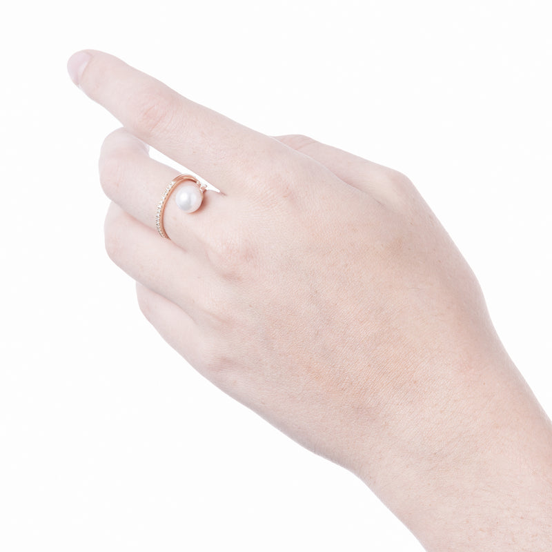 【Made-To-Order】"Drosera"  Diamond Akoya Pearl Ring