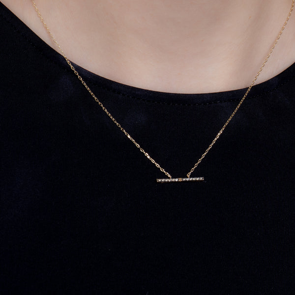 "Trapeze" Diamond Necklace M size Black Ruthenium Plated
