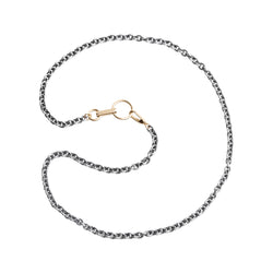 18k Double Charm Oxidized Silver Chain Necklace