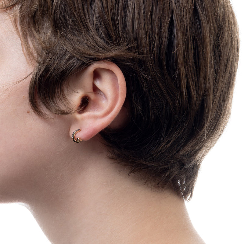 "Drosera" Black and White Diamond Earring for Left ear