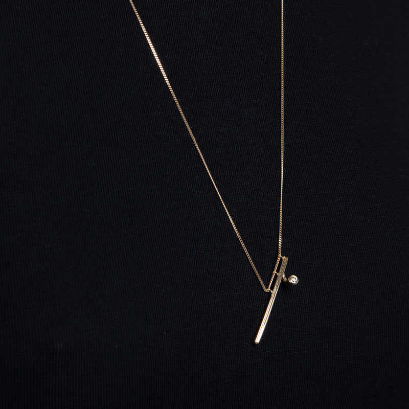 "Drosera" Diamond Long Bar Necklace