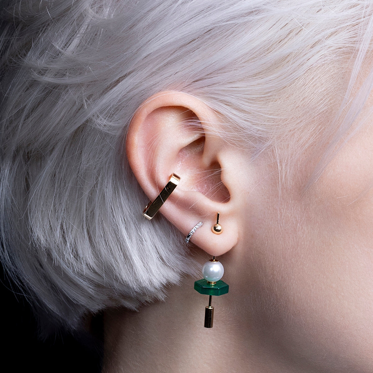 Look 117 Short Spear Pearl Earring