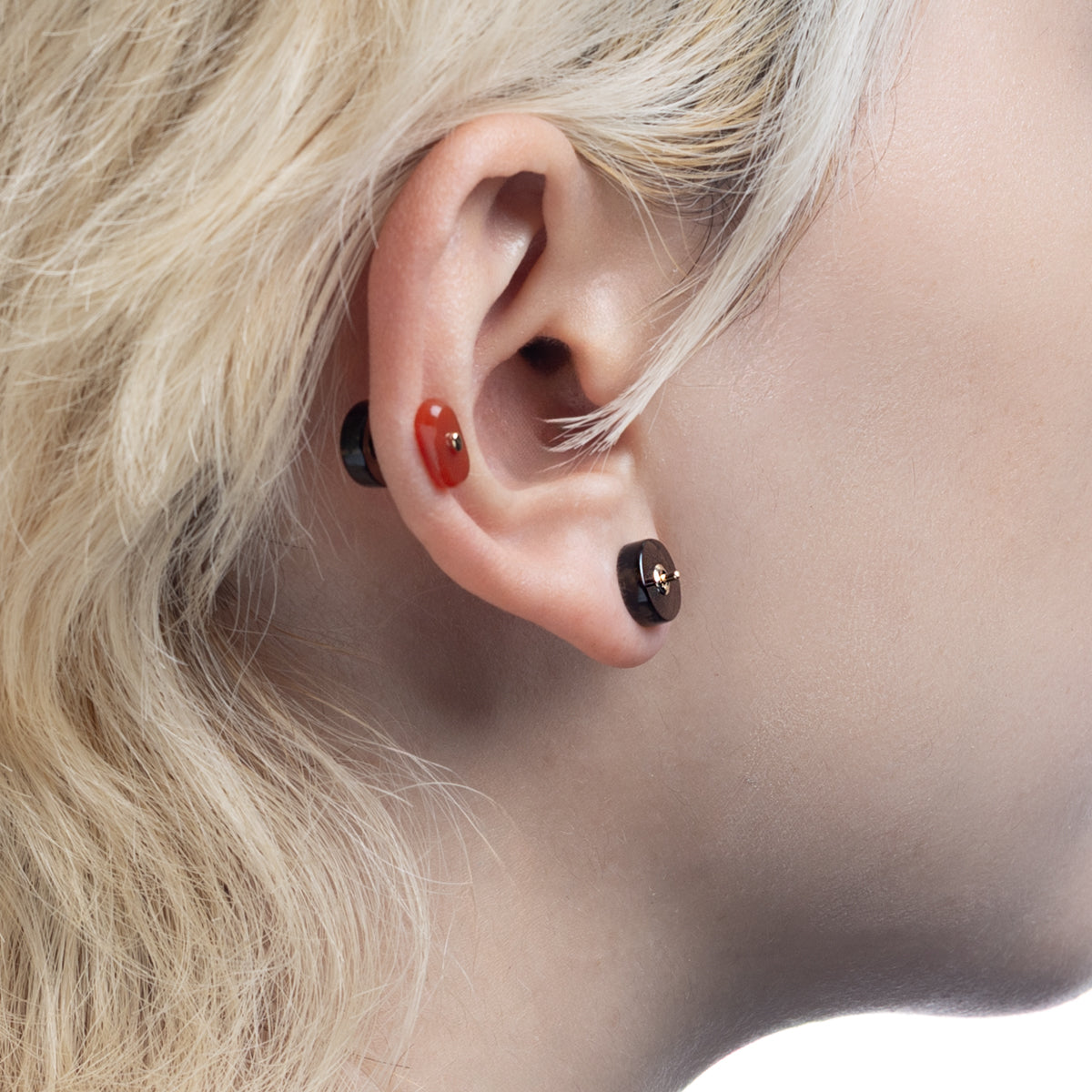 BIRD OF PARADISE Oblong Bird's Eye  Earring, Carnelian Smorky Quartz