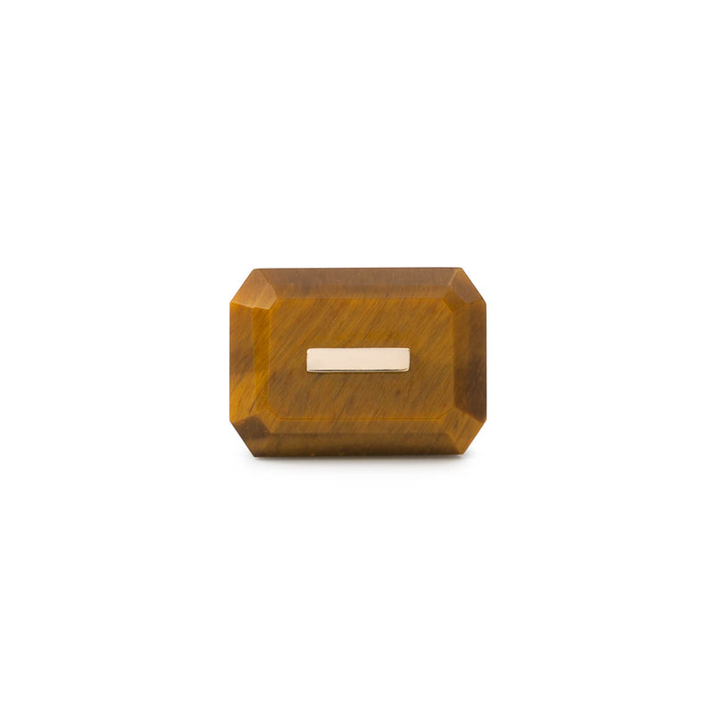 【Available from March 5】BIRD OF PARADISE Naked Rectangle Stone Stud Earring, Tiger Eye