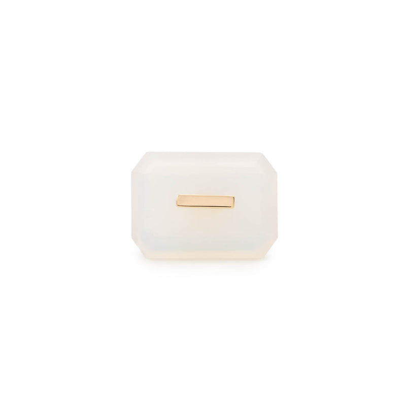 【Available from March 5】BIRD OF PARADISE Naked Rectangle Stone Stud Earring, White Chalcedony