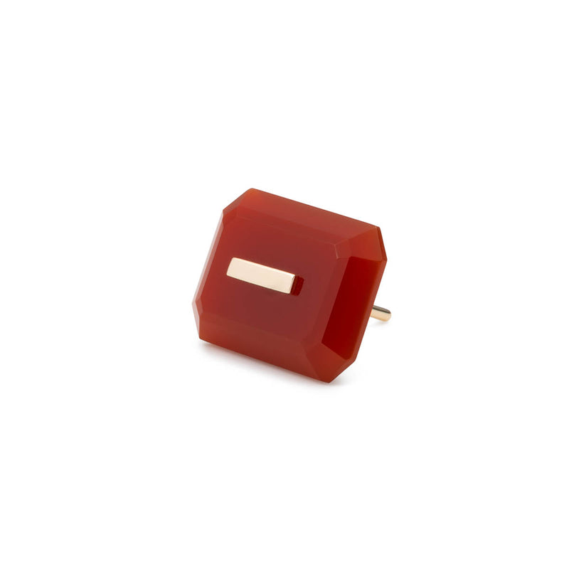 BIRD OF PARADISE Naked Rectangle Stone Stud Earring, Carnelian