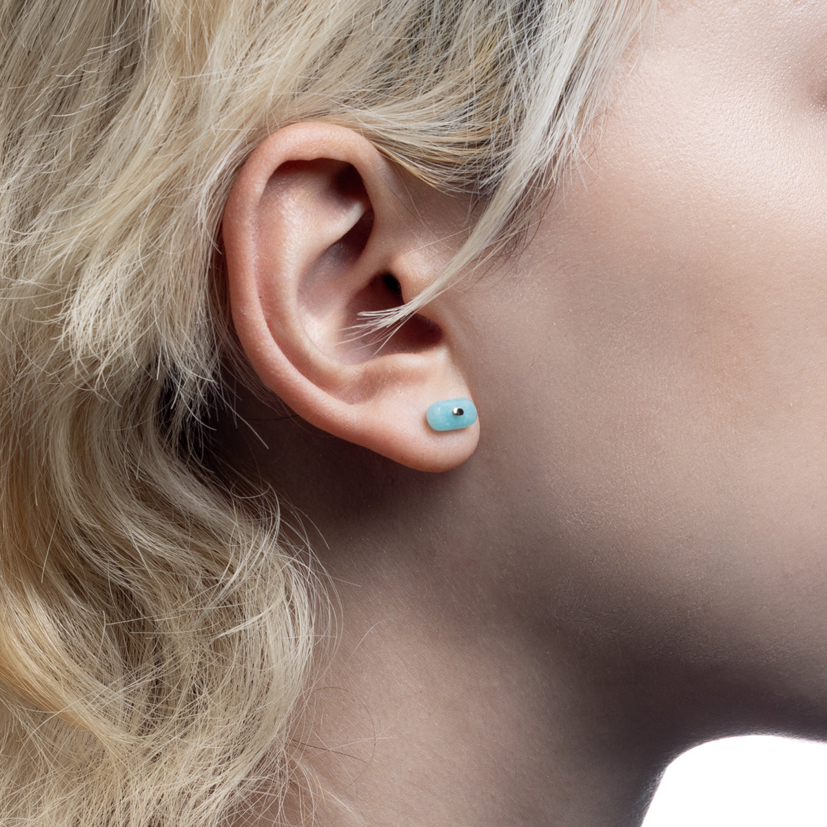 BIRD OF PARADISE Oblong Bird's Eye  Earring, Amazonite Quartz
