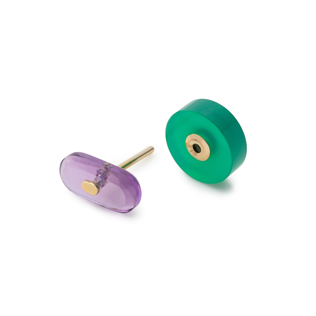BIRD OF PARADISE Oblong Bird's Eye  Earring, Amethyst Green Agate