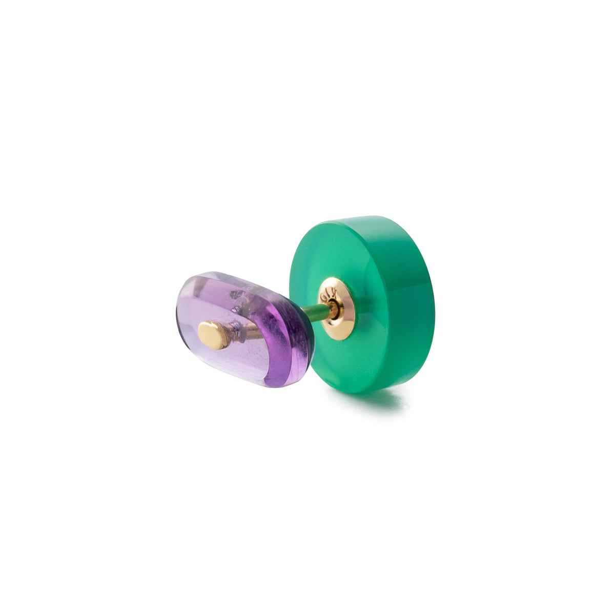BIRD OF PARADISE Oblong Bird's Eye  Earring, Amethyst Green Agate