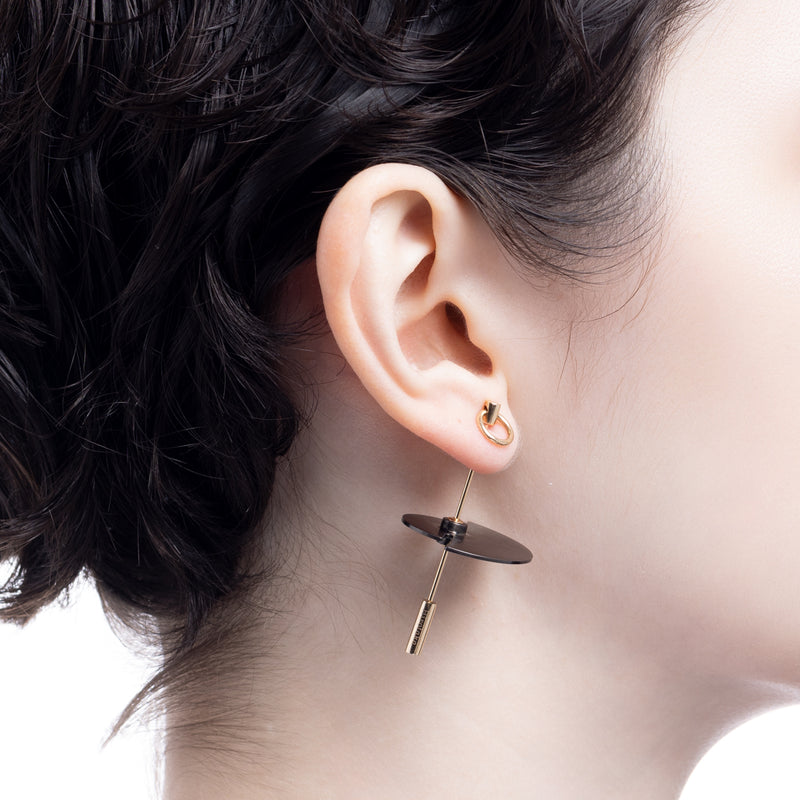 SPEAR Door Knocker Earring Large size, Black Bird Disk