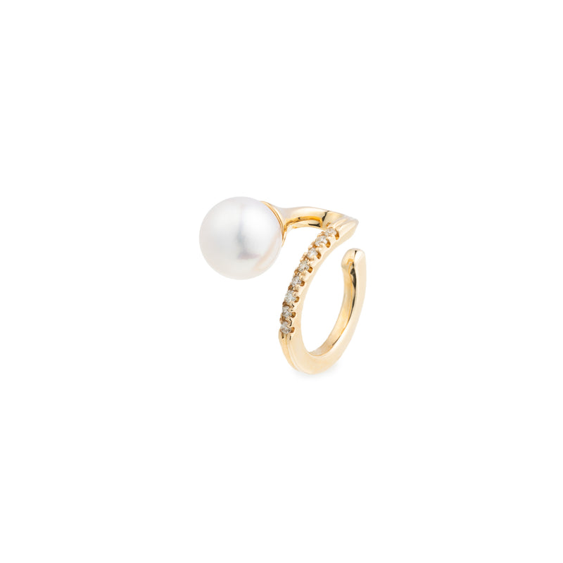 "Drosera"  Diamond Akoya Pearl Ear Cuff