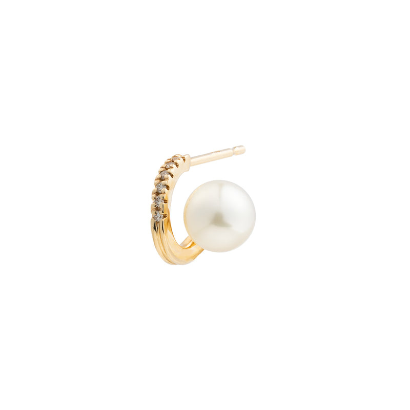 DROSERA  Diamond Akoya Pearl Earring for Left ear