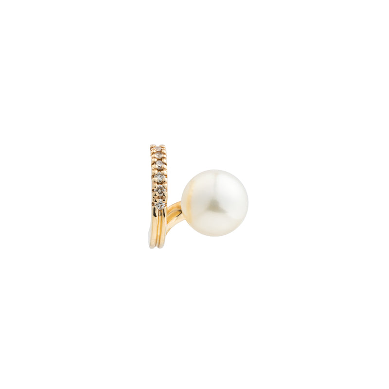 "Drosera"  Diamond Akoya Pearl Earring for Left ear