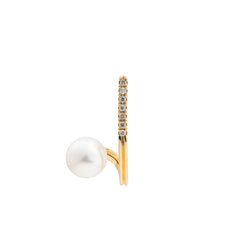 "Drosera"  Diamond Akoya Pearl Earring for Right ear