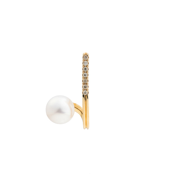 DROSERA  Diamond Akoya Pearl Earring for Right ear