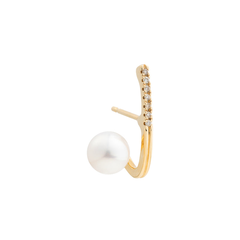 DROSERA  Diamond Akoya Pearl Earring for Right ear