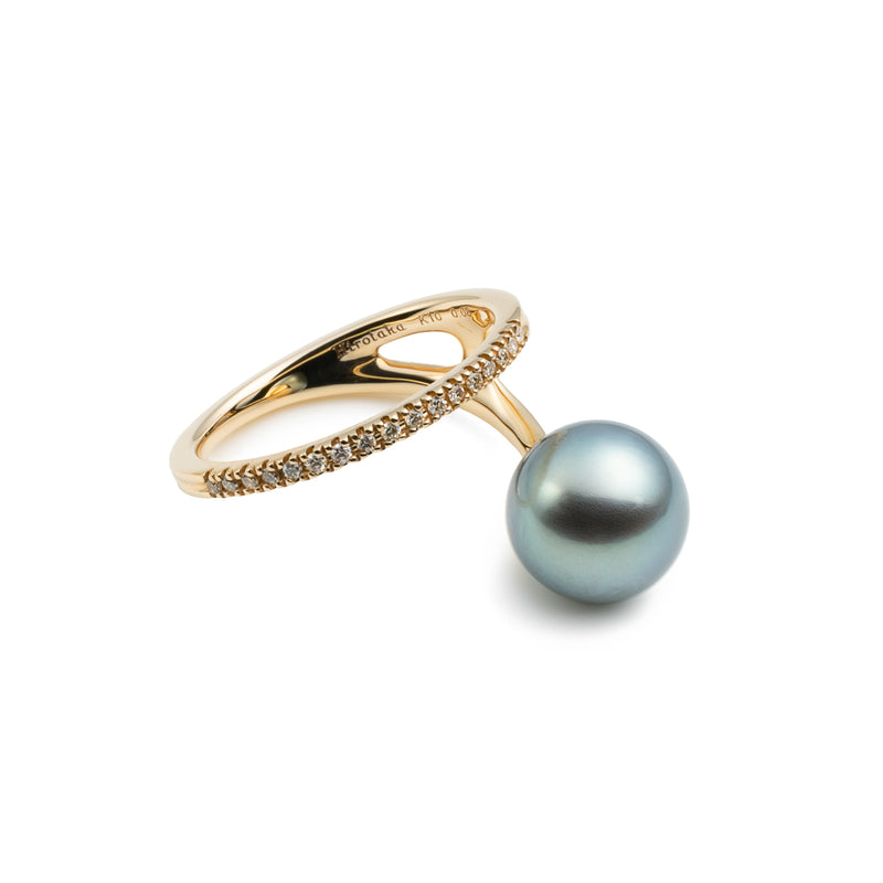 "Drosera"  Diamond Tahiti Pearl Ring