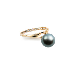 "Drosera"  Diamond Tahiti Pearl Ring