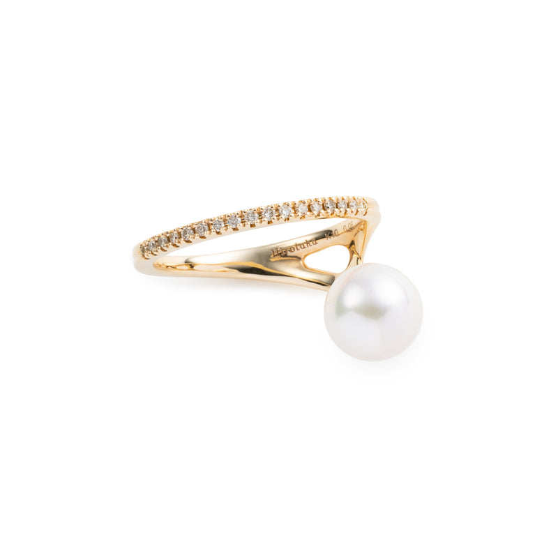 "Drosera"  Diamond Akoya Pearl Ring