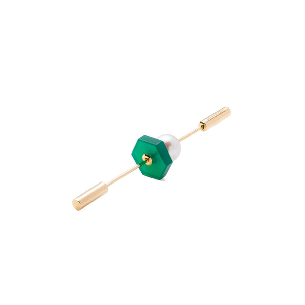 "Spear" Green Agate Earring