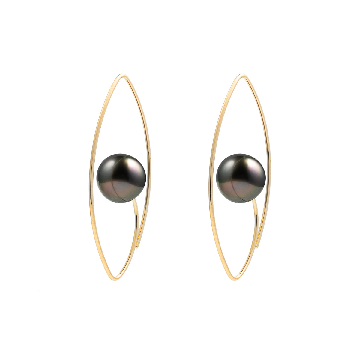 Tahiti Pearl Floating Oval Earring Medium size