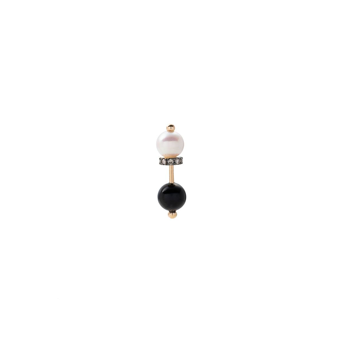 HONEY ANT Akoya Pearl Onyx Diamond Earring