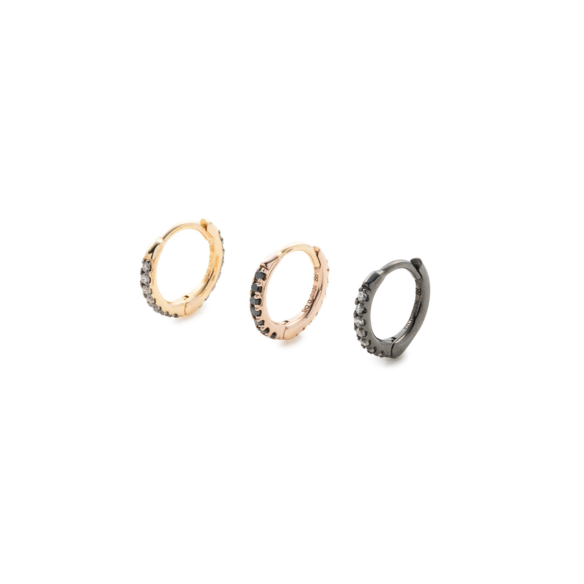 MANHATTAN Reversible Black Diamond and Diamond Hoop Earring