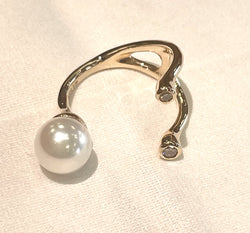 【Made-To-Order】 Akoya Pearl Diamond Cuff Ring