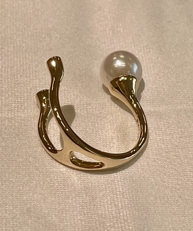 【Made-To-Order】 Akoya Pearl Diamond Cuff Ring