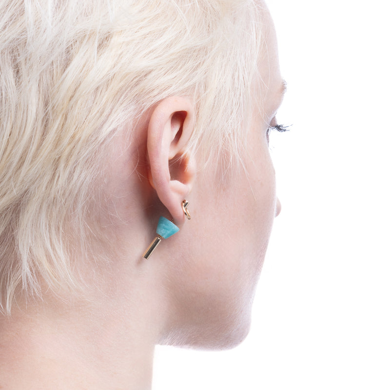 "Spear" Door Knocker Earring Small size, Amazonite