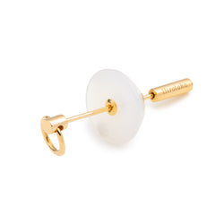 "Spear" Door Knocker Earring Medium size, White Chalcedony