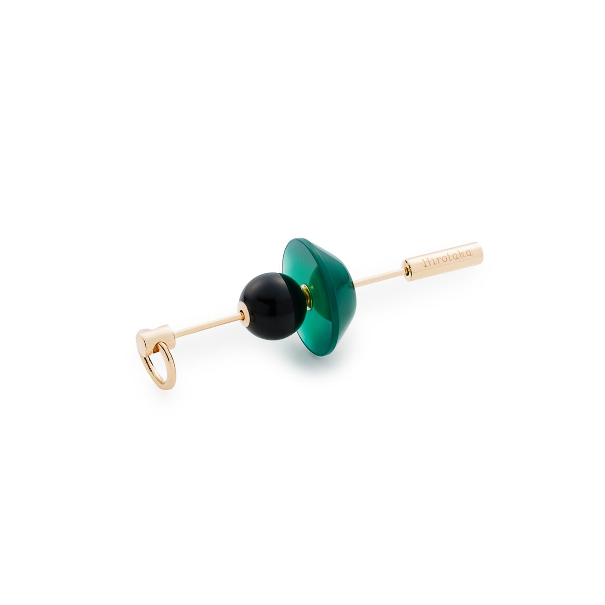 SPEAR Door Knocker Earring  Large size, Onyx&Green Agate