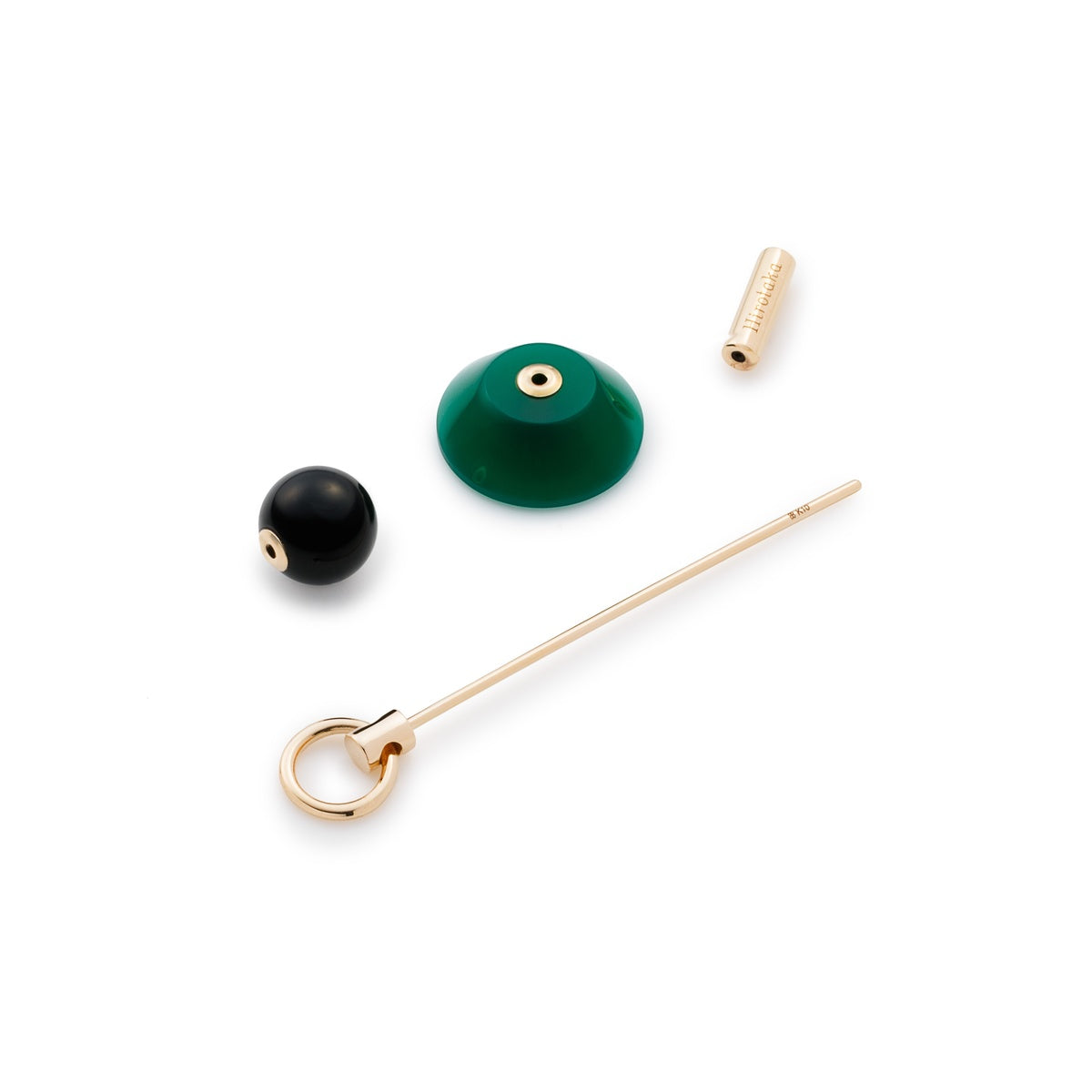 SPEAR Door Knocker Earring  Large size, Onyx&Green Agate