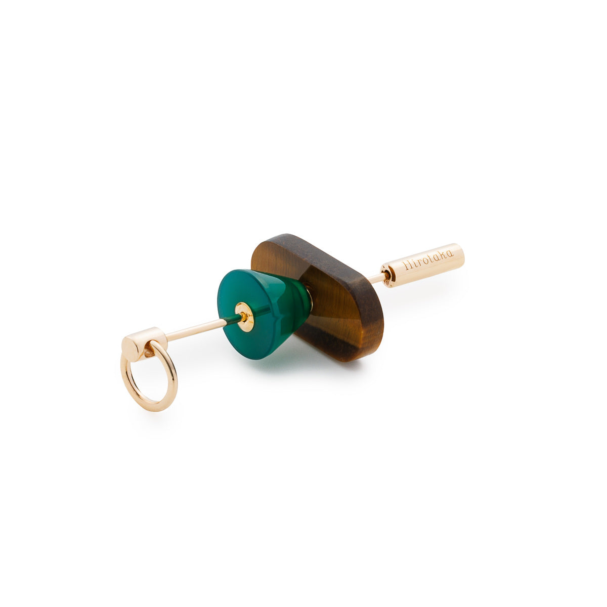SPEAR Door Knocker Earring  Large size, Tiger's Eye &Green Agate