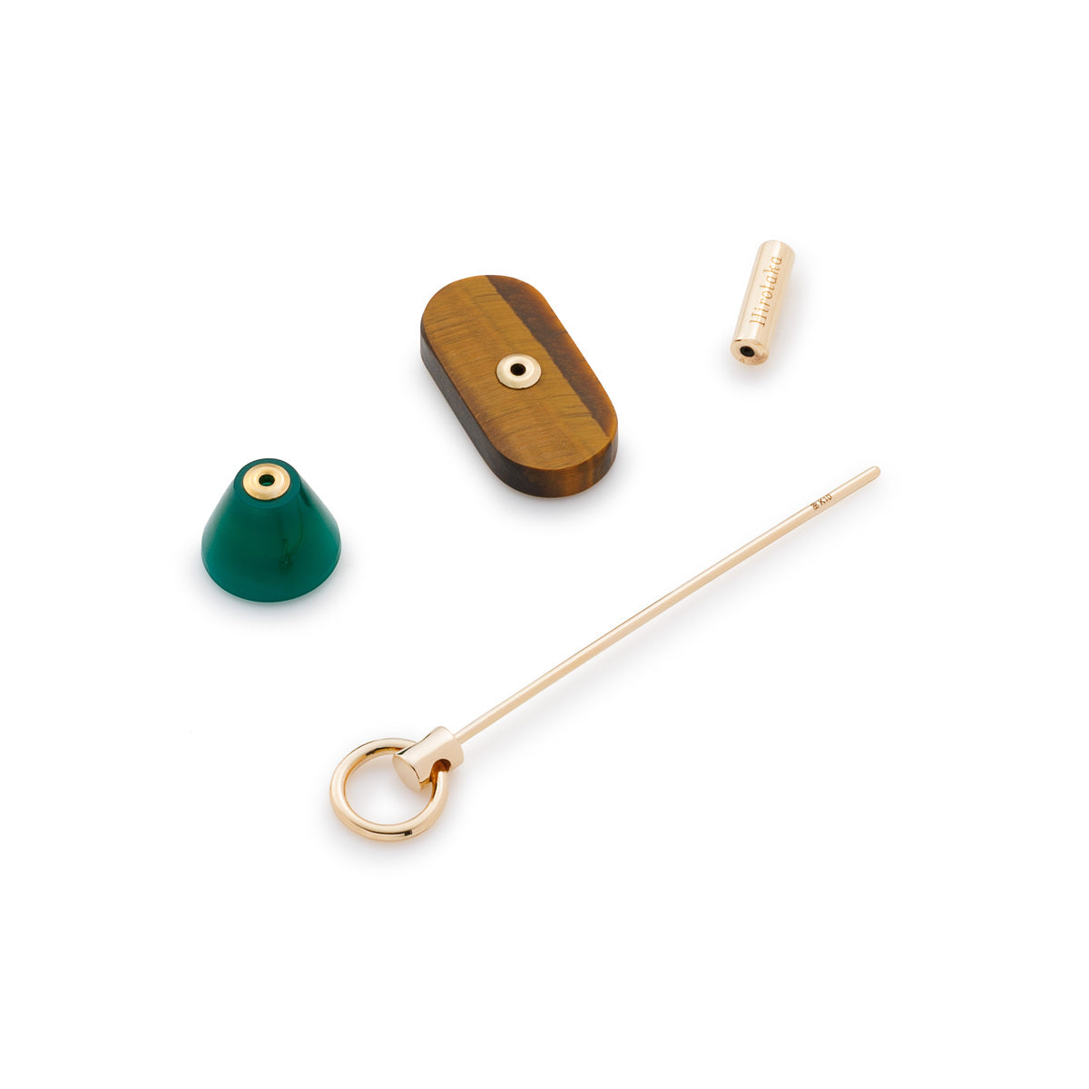 SPEAR Door Knocker Earring  Large size, Tiger's Eye &Green Agate