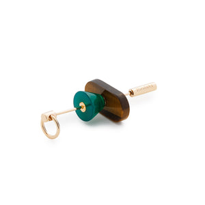 SPEAR Door Knocker Earring  Large size, Tiger's Eye &Green Agate
