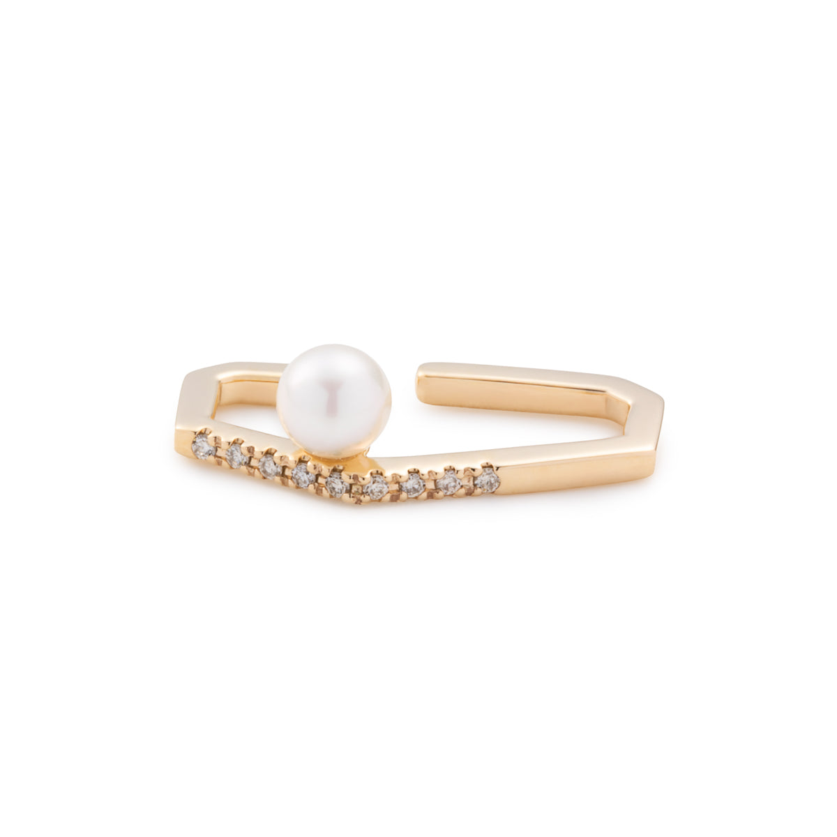 MANHATTAN Polygon Diamond Akoa Pearl Ear Cuff