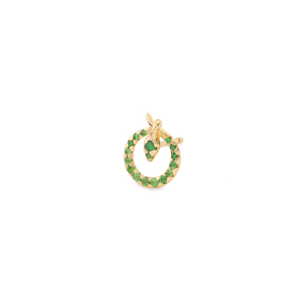 18K SNAKE KNOT Green Garnet Stud Earring