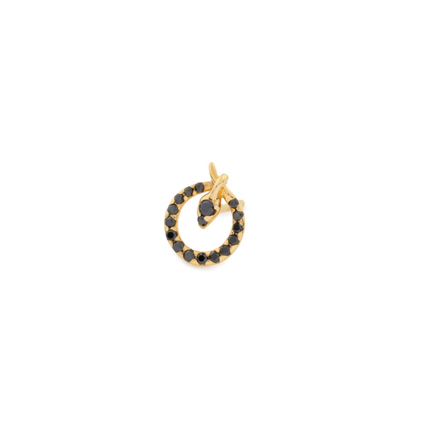 18k "Snake Knot" Black Diamond Stud Earring