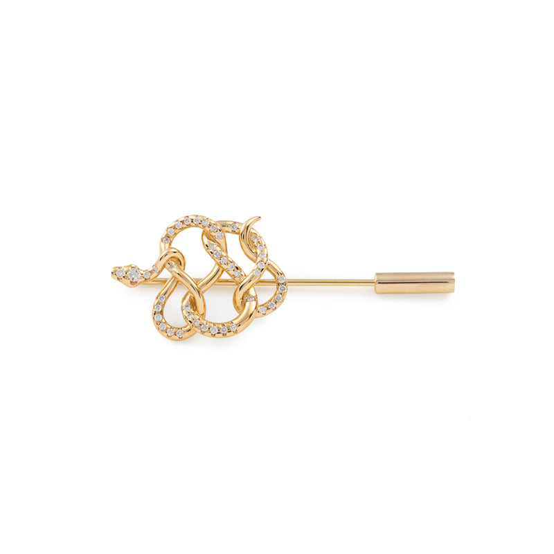 18K SNAKE KNOT Diamond Brooch