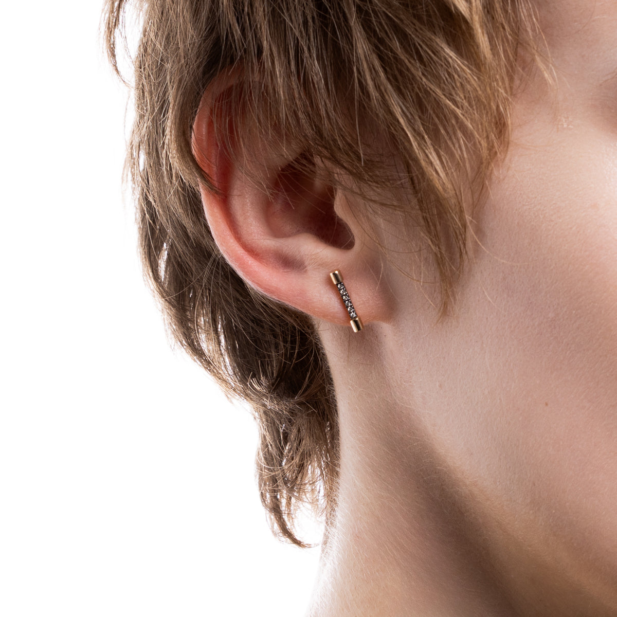 PUNCTURE Diamond  Earring Black Ruthenium Plated Medium size