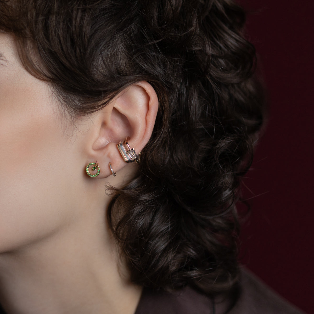 L.a.brown HYPNOTIC Lab Grown Diamond Square Ear Cuff[TB]