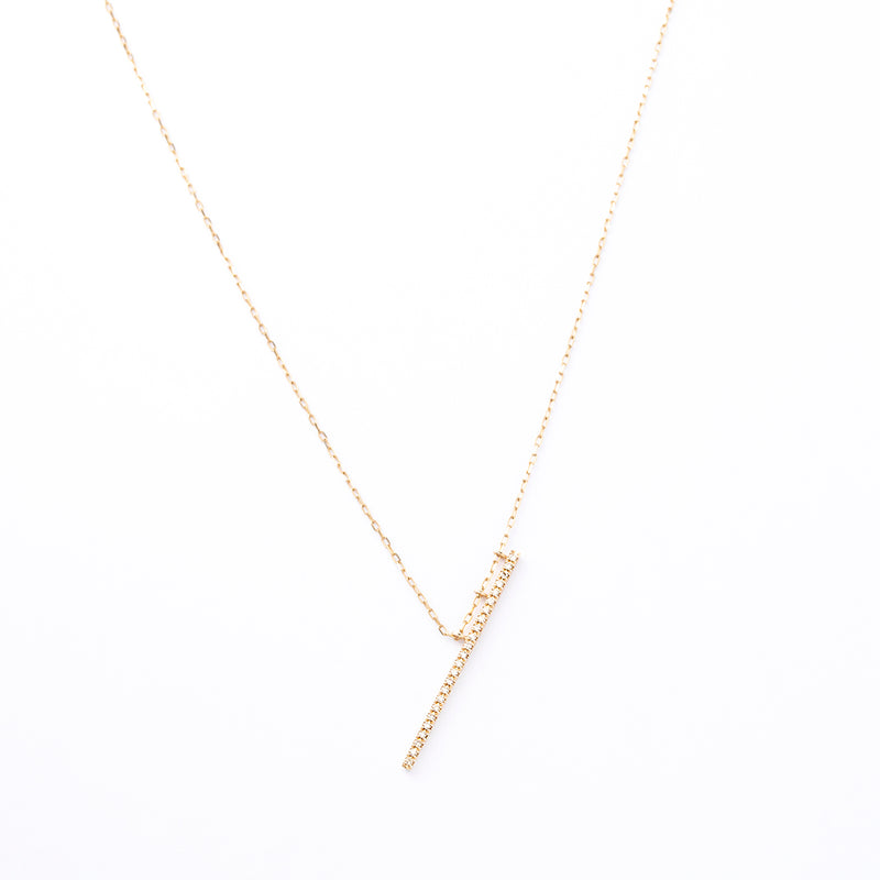 "Gossamer" Obliqueness Diamond Bar Necklace