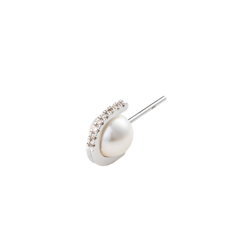 "Beluga" Pearl Diamond Earring M size