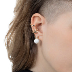 Look 041 "Beluga" Diamond White Agate Earring