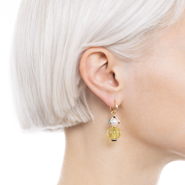 BIRD OF PARADISE Lemon Quartz Charm Earring