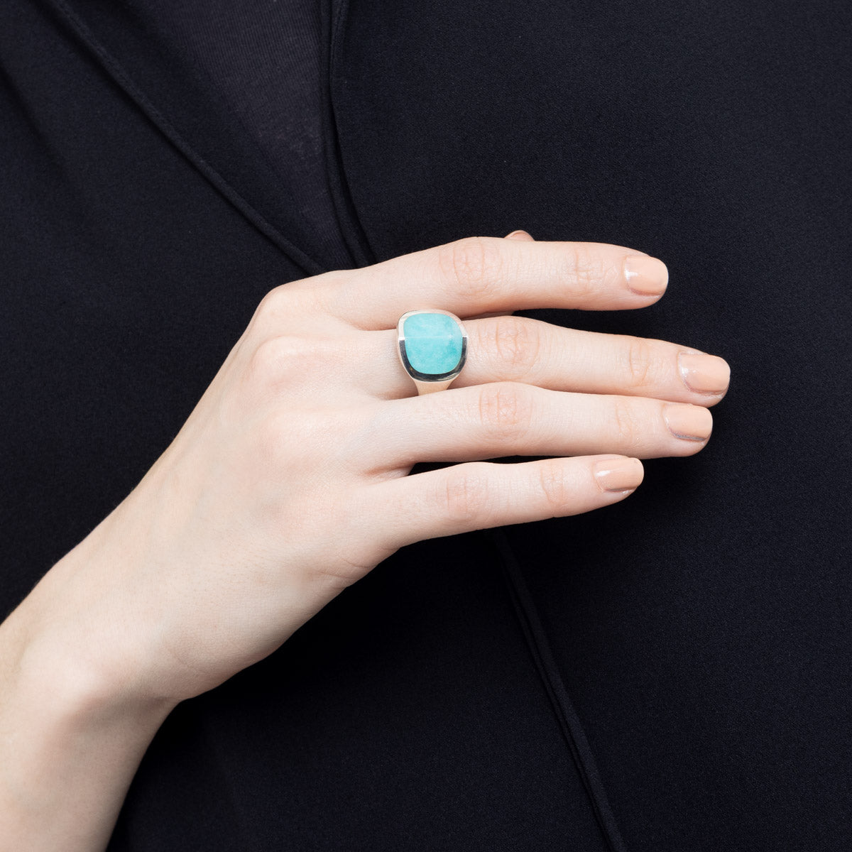 【Made-To-Order】EQUINOX-Pyramid Amazonite Ring Medium size