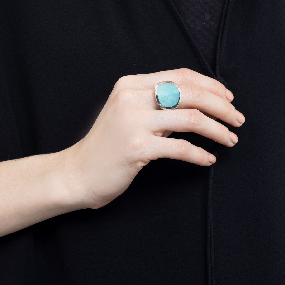 【Made-To-Order】EQUINOX-Pyramid Amazonite Ring Large size