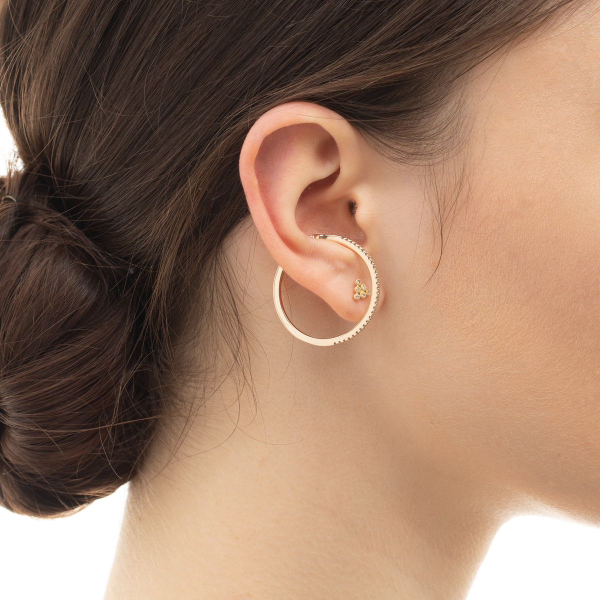 18K ALL ABOUT BASICS  Pyramid Diamond Earring Medium size