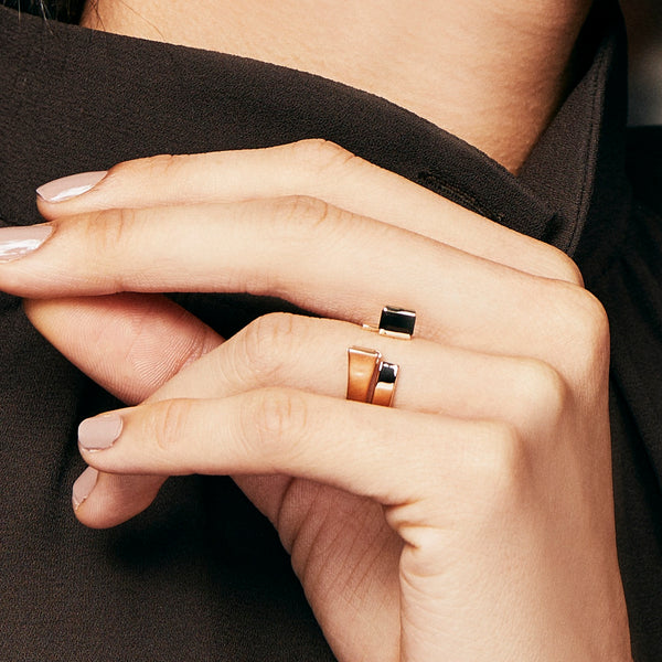 "Bird of Paradise" Onyx Cuff Ring